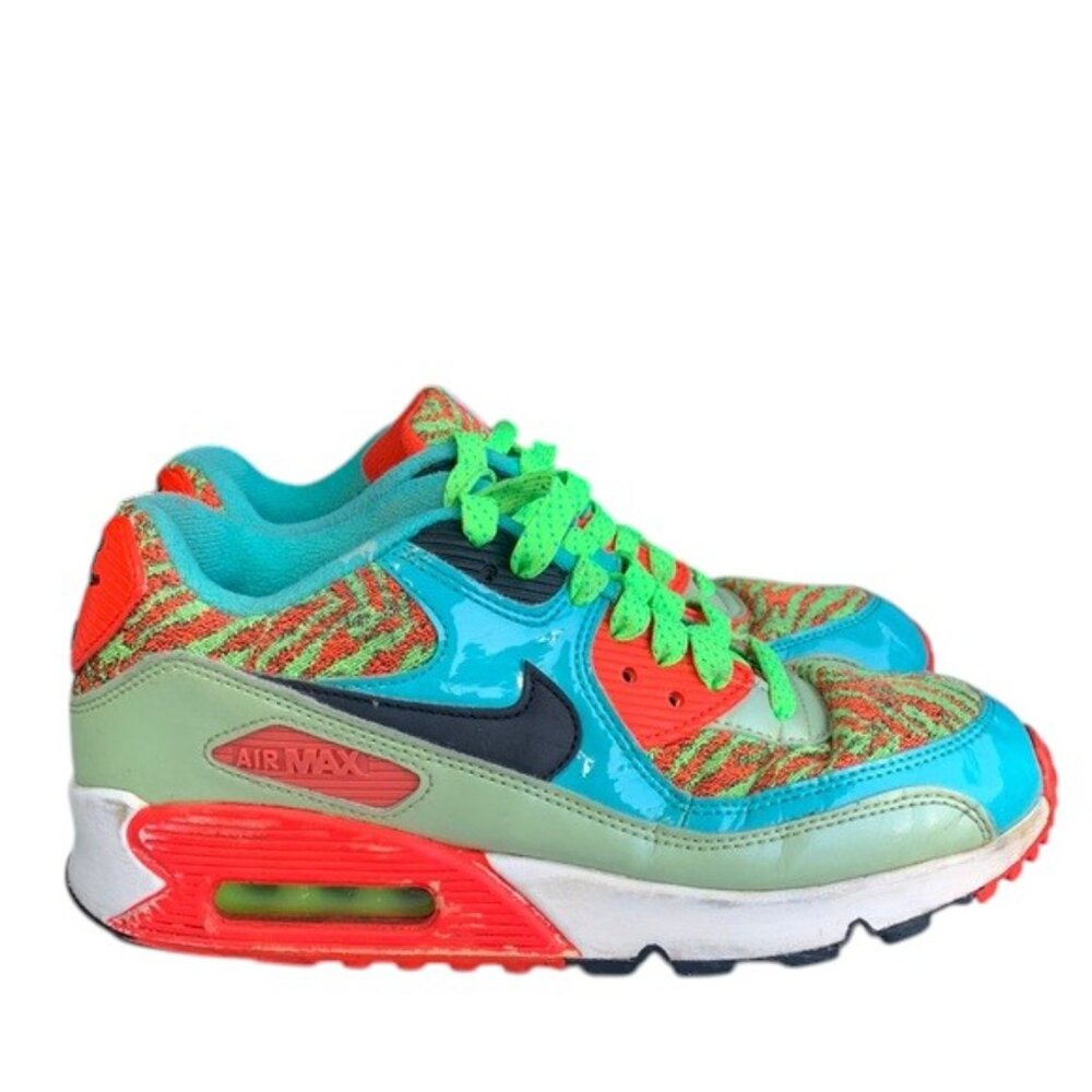 Nike Sneakers Youth White Flash Lime Air Max 90 Anniversary Running Shoes Size 6